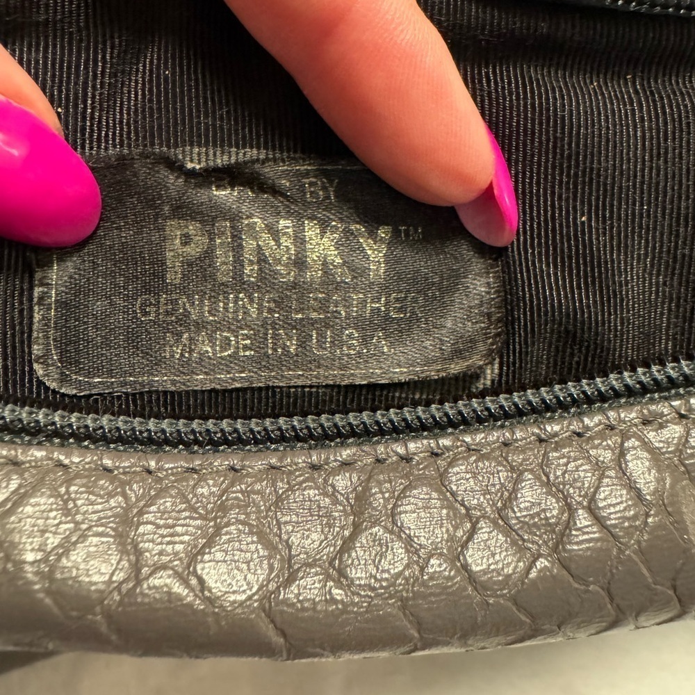 VTG Bags By Pinky Woven Patchwork Leather Shoulder Purse Metallic USA 80’s 90’s - Picture 10 of 16
